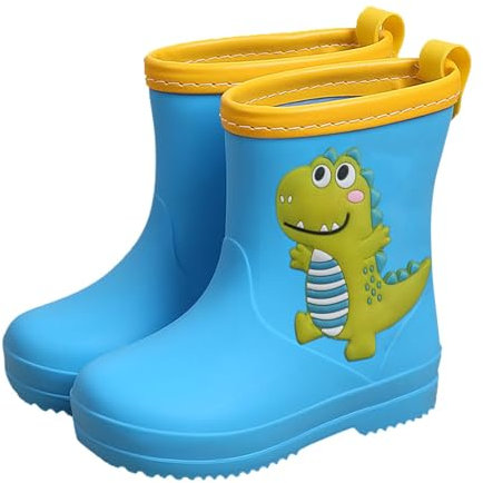 AIchenYW Scarpe invernali per bambini, con calda imbottitura, stivali invernali classici, in gomma, in PVC, impermeabili, impermeabili, con calda imbottitura, Blu, 33.5 EU