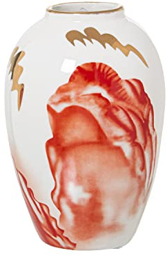JARRÓN CERÁMICA BLANCO/SALMÓN/ORO °13X21CM