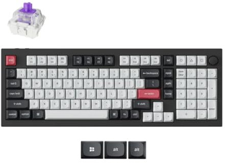 Keychron Q5 HE Wireless Custom Mechanical Tastatur, ANSI 96% Layout QMK/VIA Programmierbares Vollaluminium Bluetooth/Wired RGB Hot-Swapable Hall Effect Gateron Magn (Schwarz)