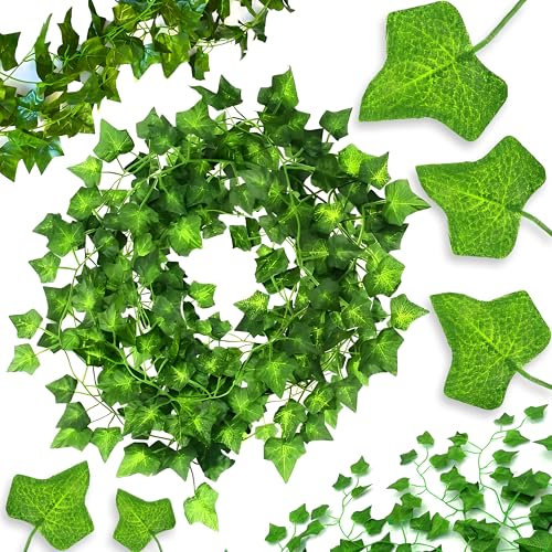 Retoo 3 Stück Efeu Künstliche Künstlich Grün Pflanzen mit dekorativen Gesamtlänge 6 m Universeller und Dekorativer Hängevorhang für Hochzeit Party Garten Balkon Deko Einfache Installation