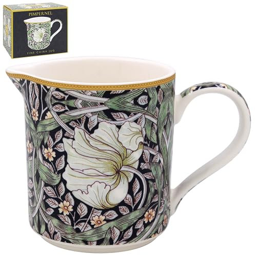 The Leonardo Collection William Morris Pimpernel Jug for Kitchen & Home | Ceramic Or Glass Jug for Multiple Use | Beautiful Cream Or Milk Jug Vase for Daily Use | Can Be Used As Water Jug Too