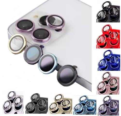 Für Iphone 12 Mini - Kamera Schutz - Linsen Schutz - GEBÜRSTET ROT - (2 Ringe) Echt Glas Schutzglas edles Design