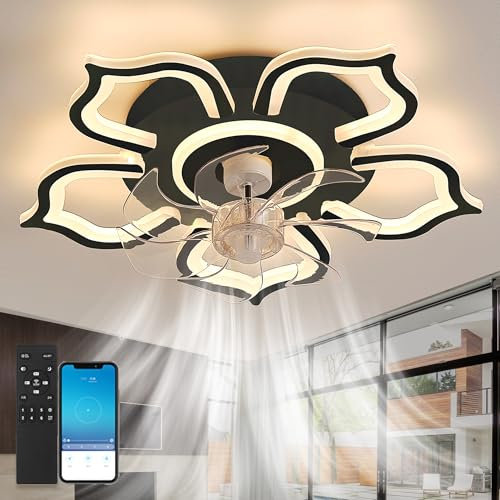 lnrosy Ventilador De Techo Con Luz Temporizador,Lampara Ventilador Techo Flor Silenciosa Reversible De 6 Velocidades,Apto Para Salones Y Dormitorios