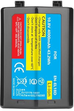 Batterie Au Lithium 4000 MAh EN-EL18d en EL18d ENEL18d, Compatible avec Nikon, Z9 D4 D4S D5 D6 Z9 EN-EL18D(1 Pc Battery)