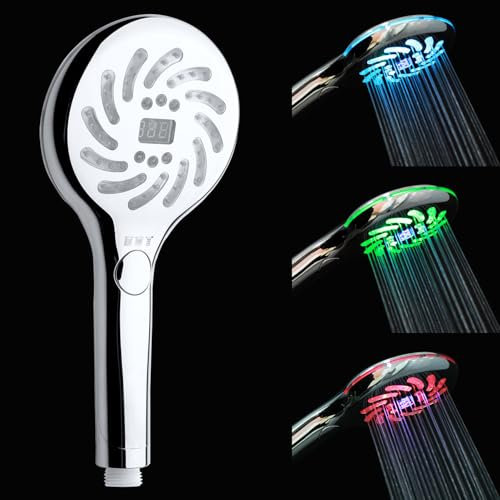 JINYOMFLY Ducha LED Temperatura, 3 Colores Alcachofa Ducha LED Temperatura, 3 Modos Teléfono Ducha con Luz, Alcachofa para Ducha LED, 12,5cm Alcachofa Ducha con Luces