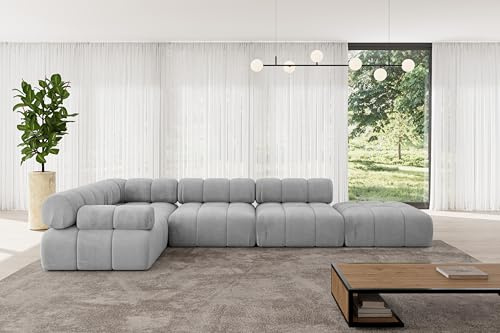 ALTDECOR Modulares Sofa Ecksofa in L-Form Corner modular Sofa Eckcouch Couch Wohnlandschaft Cauchsofa Polstersofa Felto-L2-380x190x70 cm Hellgrau