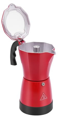 CHFUNE Espressokocher, Esspressokaffeemaschine klein 480W Kaffeevollautomat Über 300ml 1-6 Personen für Kaffeepulver rot