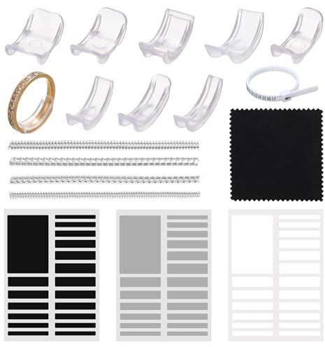 71 Stück Ringverkleinerer Unsichtbar, Ring Verkleinerung Unsichtbar, Ring Size Adjuster, Ringverkleinerer mit Ringgrößenanpassung Abstandshalter, Poliertuch und Messwerkzeug, für Frauen Männer