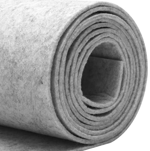 LUPATDY Filzrolle Filzstoff 40cm x 250cm Meterware, 2mm Stark, Filzmatte,Filz für DIY Aufbewahrungstasche Patchwork Nähen Filz zum Basteln Handwerken Dekoration Hellgrau