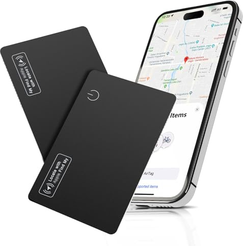2 Stück Smart Air Tracker Karte Tag, Schlüsselfinder Wiederaufladbarer Wallet Tracking Card, IP68 Wasserdicht, Kompatibel mit Aple Find My (nur iOS), für Reisekoffer, Geldbeutel, Koffer, Taschen