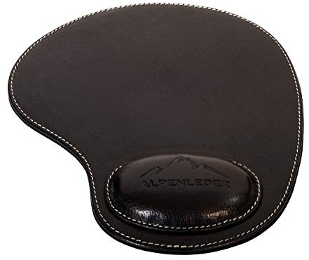 Alpenleder Mousepad - Salem (Handgefertigt) - Nachhaltiges Bio-Leder aus regionaler Landwirtschaft | Mauspad Gaming Leder, Mousepad mit Handauflage *Fair Produziert* (25x20cm, Ebenholz)