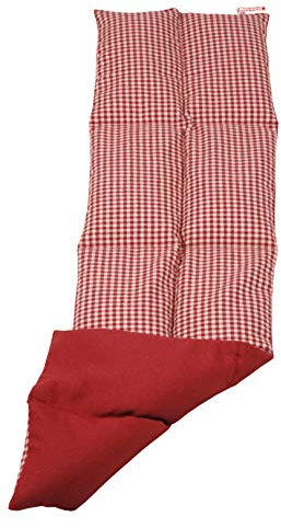 Textil FreWe Körnerkissen Baumwolle/Verschiedene Designs/ca. 63x16 cm / 8 Kammern/rot-beige kariert/rot