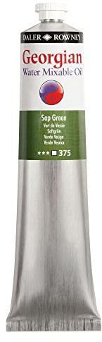 Daler Rowney Georgian Water Mixable Oil Paint Sap Green 200ml Tube - Art Paints for Canvas Paper and More - Oil Painting Supplies for Artists and Students - Artist Oil Paint for Any Skill Set