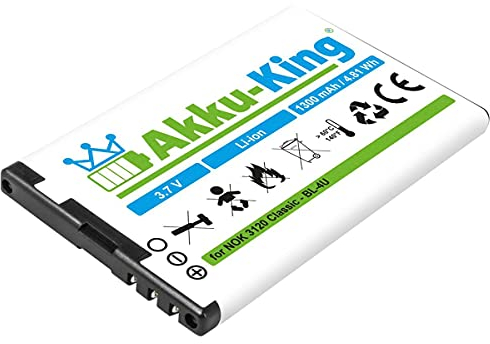Akku-King Akku kompatibel mit Nokia BL-4U - Li-Ion 1300mAh - für 3120 Classic, 500, 8800 Arte, Asha 206, 300, 308, 309, 6212 Classic, 6600 Slide