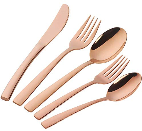 Buyer Star Couverts 20 pièces Set de couverts Dîner Set pour 4, Or rose Vaisselle Argenterie