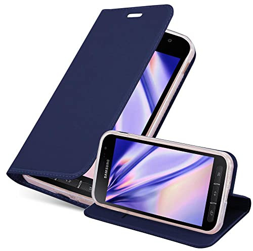 Cadorabo Hülle kompatibel mit Samsung Galaxy XCover 4 / XCover 4s aus Kunst Leder Flip Klappbare Magnetische [Standfunktion] [Kartenfächern] Cover Hülle für Galaxy XCover 4 / XCover 4s Tasche in Blau