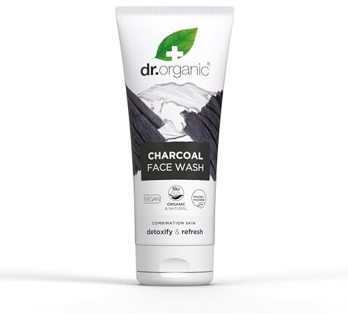 Dr Organic Charcoal Face Wash, Cleansing, For Acne & Clearing Skin , Oily, Problem Skin, Natural, Vegan, Cruelty-Free, Paraben & SLS-Free, Organic, 200ml, packaging may vary