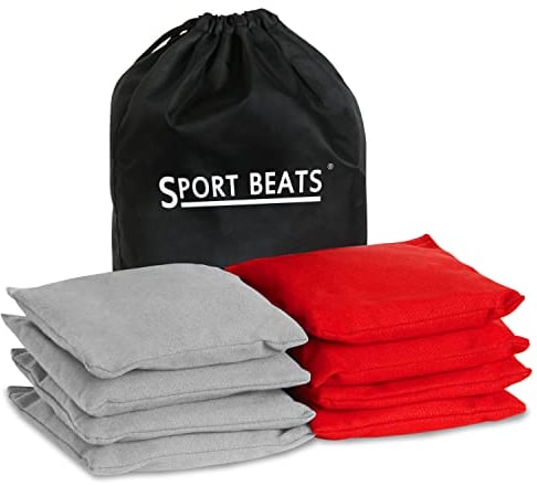 SPORT BEATS Cornhole Bags All Weather Set of 8 for Cornhole Toss Games-Regulation Weight & Size-Includes Tote Bags