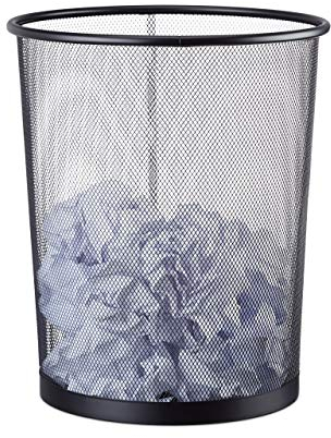 Relaxdays Papierkorb Metall, großer Papiereimer fürs Büro, Mülleimer Mesh 20 Liter, Draht, 30 cm Ø, 35 cm hoch, schwarz