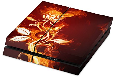 Skins4u Aufkleber Premium Folie PS4 Skin kompatibel mit Sony PlayStation 4 Flower of Fire [Video Game]