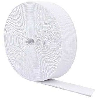 Cuerda elástica de poliéster de 5 metros de ancho, color blanco, 3 cm de ancho, banda de goma trenzada plana, cuerda de hilo elástico, cinta elástica de punto, carrete de cinta elástica para hacer