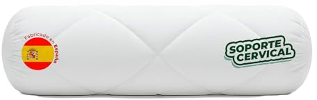 Aznar Almohada Rulo 60x20 Cm Fibra Hueca Siliconada Tacto Plumón Suave Cómoda Cojín Cilíndrico Antialérgico Descanso Cuello Piernas Espalda Decorativo Transpirable Confort Diario Tacto Suave Ligero