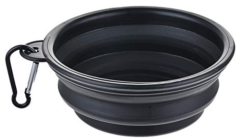 Skingwa Cuencos de agua de viaje para perros, cuenco de viaje para mascotas, cuenco con mosquetón, vasos de alimentación de agua, 380 ml (negro)