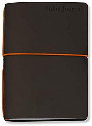 VELOFLEX N101510 - Bullet Journal, Notizbuch, 10 x 15 cm, regeneriertes Leder, braun, Gummizug, mit 2 Heftchen: blanko Punktraster & Kalendereinlage