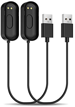 Simpeak 2 Piezas Cargador USB Compatible con Xiaomi Mi Band 4 25CM, Cable de Carga USB Repuesto Cargador Compatible Reloj Inteligente Compatible con Xiaomi Mi Band 4 - Negro