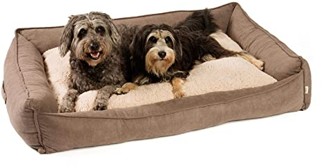 JAMAXX Premium Hundebett Orthopädisch Memory Visco Schaum Waschbar Wendekissen Wasserabweisend/Hundekörbchen Weicher Samtartiger Sofa Stoff Hundekissen Hundekorb PDB2002 (L) 120x90 braun