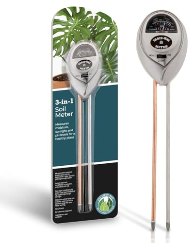 Houseplant Soil Meter for Fiddle Leaf Figs, Pothos, Monstera, and More – 3 in 1 pH/Moisture/Light Meter Promotes Robust Plant Growth and Health Through Proper Watering, Sunlight and Nutrition