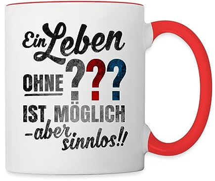 Spreadshirt Die Drei Fragezeichen Spruch Tasse Zweifarbig, One size, Weiß/Rot