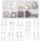 SUNNYCLUE 1 Boîte DIY 10 Paires Géométrique Creux Boucle d'oreille Faire Kit de Démarrage Classique Rond Carré Coeur Triangle Connecteurs avec Shell Charmes, Boucle d'oreille en Laiton Crochets