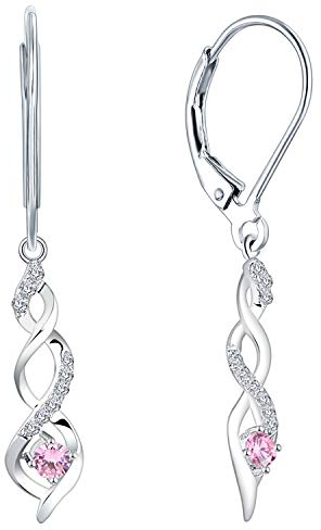 JO WISDOM Damen hängende ohrringe Unendlichkeit infinity silber 925 mit 3A Zirkonia Kristall Oktober Geburtsstein Turmalinfarbe,Schmuck für Frauen