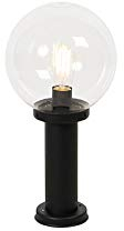 Qazqa - Modern AußenStehleuchte I Stehlampe I Standleuchte I Lampe I Leuchte schwarz mit klarer Kugel 50 cm IP44 - Sfera I Außenbeleuchtung - Edelstahl Länglich - LED geeignet E27