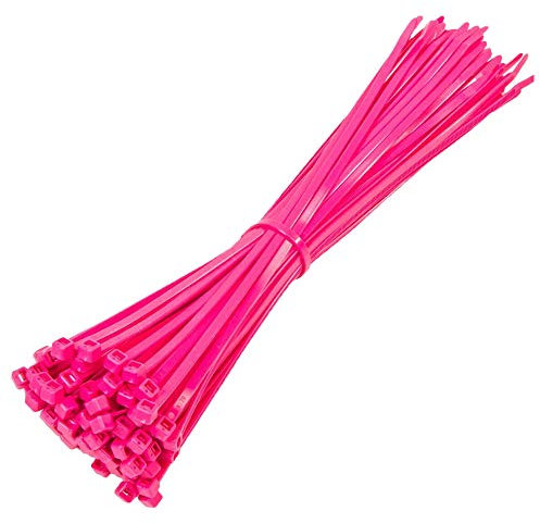 Kafton Lot de 100 colliers de serrage fluorescents en plastique et nylon Rose 200 x 4,8 mm