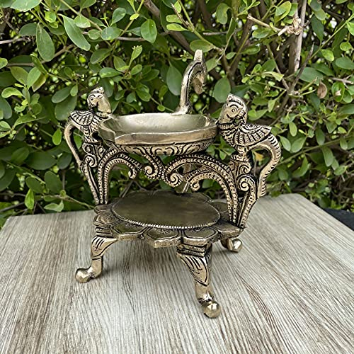 Aakrati Diya-Lampe, indisches Pfauen-Design, Messing