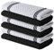 Infinitee Xclusives Lot de 6 torchons de cuisine de luxe 100 % coton – Torchons à vaisselle, torchons et torchons à vaisselle pour linge de cuisine – Ultra doux, absorbants et à séchage rapide (noir