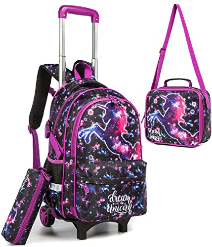HTgroce Sac à Dos d'école Fille, Sac en Coton pour Enfants, étui à Crayons, boîte à Lunch, étiquette de Sac d'école