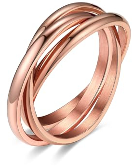 Bestyle 3er Ring Edelstahl Wickelring Damen Rolling Rings Fingerring Ehering Verlobungsring Ring Für Frauen Rosegold 54.4(17.3)