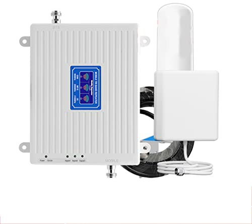 QAZNHODDS 2G 3G 4G Tri Band Amplificatore Cellulare LTE 1800MHz 2100 gsm 900 Segnale Booster Cellphone Voice Call Repeater,Panel Antenna Kit