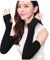 Lang Fingerlos Handschuhe Damen Mädche Armstulpen Ellenbogenlange Winter Thermo Dehnbar Strickhandschuhe Stricken Pulswärmer Elastische Halbfinger Handwärmer Sporthandschuhe für Frauen