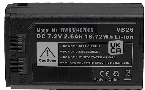 vhbw Akku Ersatz für Godox VB26, VB26A für Blitzgerät, Kamera-Blitz (2600mAh, 7,2V, Li-Ion)