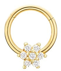 Nasenpiercing 925 Gold, Nasenring Orientalisch Sterling Silber Reifen Schneeflocke Schmuck Zunge Lippe Zirkonia 1 Stück Damen
