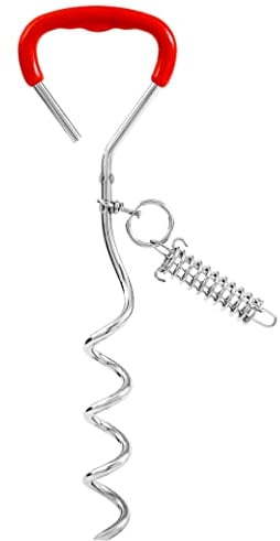 Dog Tie Out Stake Heavy Duty,Dog Stake In Ground Durable.Dog Ground Spike Spiral For Yard With Spring,Dog Tether For Dog Runner,Attach To Tie Out Cable&Stake For Ground,Background,Yard