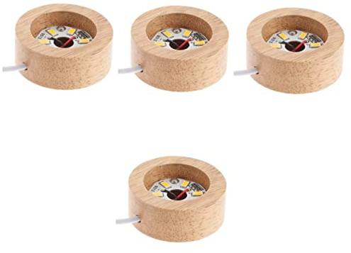 DOITOOL 4 Stück Kristallkugel-lampenfassung Anzeige Glasbausteine zum Basteln Mit Loch Geführter Messestand Warmlicht-basisständer Lässt Harz Glaskunst Scheinen Led Holzrahmen