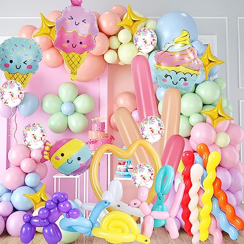 Luftballon Girlande Pastell Eiscreme Folie Ballons Geburtstag Deko Sets Macaron Ballon Dekorationen für Mädchen Kinder Babyparty, Hochzeit, Geburtstagsfeier-Luftballons