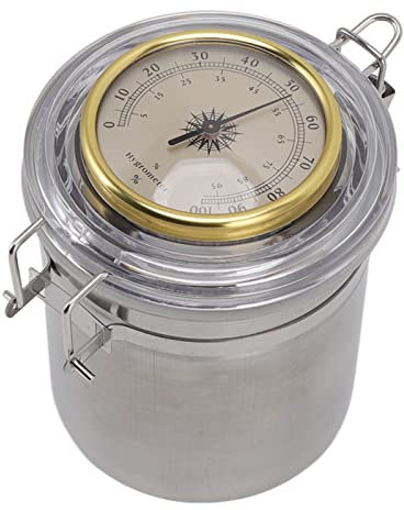 Tabakdose, Zigarrenhumidor, Tabakdose und Bonbonbutter, Kaffeebohnenbehälter, Edelstahl, Luftdicht, Silikonring mit Hygrometer, Wasserdicht Versiegelte Vorratsdose für Zuhause (96MM*129MM)