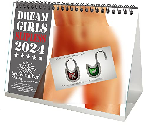 Sexy Slipless ohne Slip Höschen Girls DIN A5 Tischkalender für 2024 Erotik - Geschenkset Inhalt: 1x Kalender, 1x Weihnachtskarte (insgesamt 2 Teile)