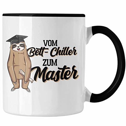 Trendation - Lustige Faultier Master Tasse Vom Bett Chiller Zum Master Abschluss Prüfung (Schwarz)